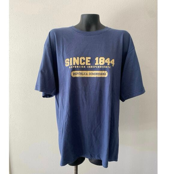 Morpho brand Dominican Republic T-shirt Men’s XXL Blue Yellow Graphic Casual NWT - Picture 1 of 4